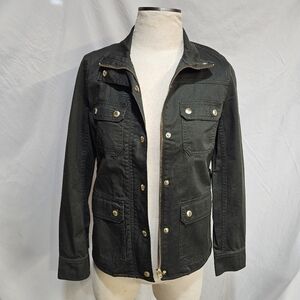 J Crew Downtown Field Jacket Womens XS Waxed Cotton Military Style Green NWT$148